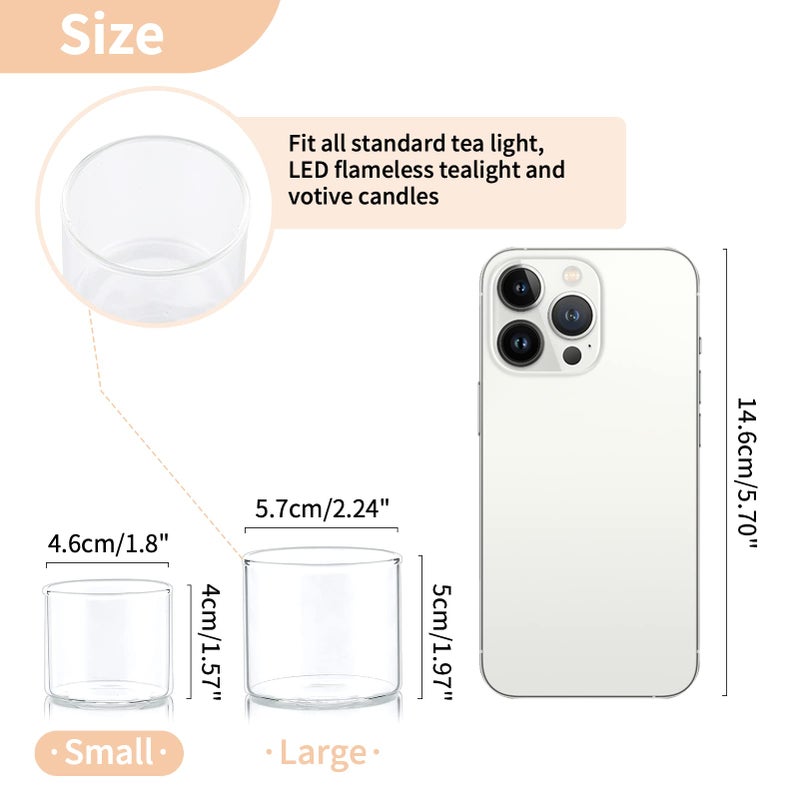 NUPTIO Glass Votive Candle Holders: Set of 12 Clear Tea Light Holders - Mini Floating Candleholders for Home Christmas Thanksgiving Party Table Centerpieces Decor (1.8 x 1.57 inch) - Image 2